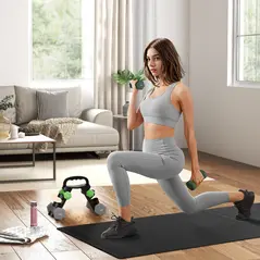 SPORTNOW Dumbbells Set with Storage Rack, 2 x 1kg, 2 x 3kg, 2 x 5kg, Green - 2