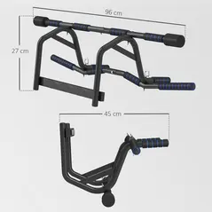 SPORTNOW Multi-Grip Doorway Pull Up Bar with Non-Slip Grips, Chin Up Bar with Anti-Fall Slot for Indoor Gym Upper Body Workout - 3