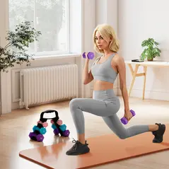 SPORTNOW Dumbbells Set with Storage Rack, 2 x 1kg, 2 x 2kg, 2 x 3kg, Pink - 2