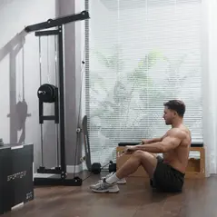 SPORTNOW Wall Mounted Lat Pull Down Machine, Crossover Cable Machine with High & Low Pulleys for Home Gym Full Body Workout - 9