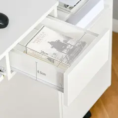 Vinsetto Home Office Chair and Computer Desk Set, Mesh Chair with with 90° Flip-up Armrest, Study Desk with Keyboard Tray and Drawer, White and Grey - 9