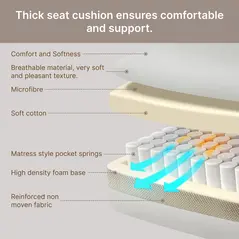 Vinsetto Home Office Chair Microfibre Desk Chair with Reclining Function Armrests Swivel Wheels Footrest Beige - 7