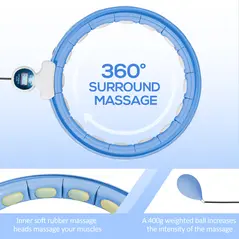 SPORTNOW Smart Weighted Hula Hoop, Massage Hula Ring w/ 16 Detachable Knots, 360° Auto-Rotating Ball, Digital Counter Light Blue - 4