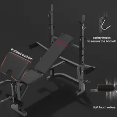 SPORTNOW Multi-Exercise Adjustable Weight Bench with Bench Press Rack - 7