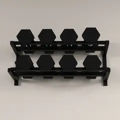 SPORTNOW Wall-Mounted Dumbbell Rack, 2-Tier Weight Stand, Space-Saving and Multi-Functional Steel organiser for Home Gym, Black - 9