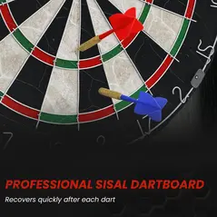 SPORTNOW Bristle Dartboard with Cabinet, 6 Steel Tip Darts, Cabinet - 6