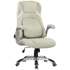 Vinsetto Linen-Look Office Chair, with Adjustable Height and Tension - Beige - 1