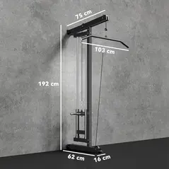 SPORTNOW Wall Mounted Lat Pull Down Machine, Crossover Cable Machine with High & Low Pulleys for Home Gym Full Body Workout - 3