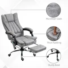 Vinsetto 6 Point Vibrating Massage Office Chair with Heat, Breathable Faux Leather Office Chair with High Back, Height Adjustable Grey - 7