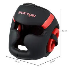 SPORTNOW Boxing Headguard w/ Adjustable Strap for Sparring, Kickboxing, MMA, Red/Black - 3