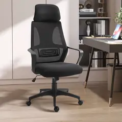 Vinsetto Ergonomic Office Chair, High Back Computer Chair, Mesh Desk Chair with Lumbar Support, Headrest, Wheel, Adjustable Height, Black - 2