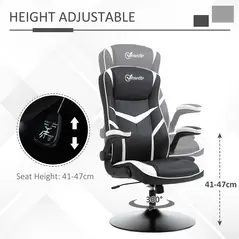 Vinsetto Gaming Chair Ergonomic Computer Chair with Adjustable Height Pedestal Base, Home Office Desk Chair PVC Leather Exclusive Swivel Chair Black - 4
