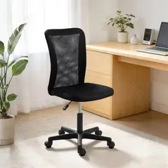 Vinsetto Computer Desk Chair, Armless Mesh Office Chair with Adjustable Height and Rolling Wheels, Black - 8