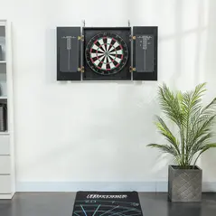 SPORTNOW Bristle Dartboard with Cabinet, 6 Steel Tip Darts, Cabinet - 9