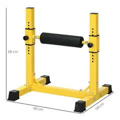 SPORTNOW Bulgarian Split Squat Stand, 12-Level Adjustable Single Leg Squat Machine with Foam Roller and Anti-Slip Pads for Lower Body Strength Training, Yellow - 3