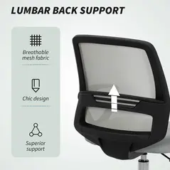 Vinsetto 100-120cm Draughtsman Office Chair, with Footrest - Light Grey - 5