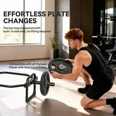 SPORTNOW Olympic Trap Bar, 2" Hex Barbell Bar with 300kg Capacity for Deadlifts, Shrugs, Squats and Farmer Walks - 6