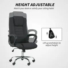 Vinsetto Linen-Look Swivel Office Chair - Black - 4