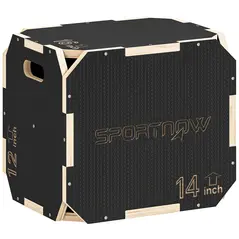 SPORTNOW Non-Slip Plyo Box, Corner-free Wooden Jump Box, 31 x 36 x 41 cm - 1