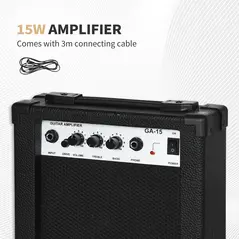 SPORTNOW Six-String Electric Guitar, with 15W Amplifier, Digital Turner, Picks, Shoulder Strap, Case Bag - Dark Green - 6