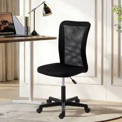 Vinsetto Computer Desk Chair, Armless Mesh Office Chair with Adjustable Height and Rolling Wheels, Black - 2
