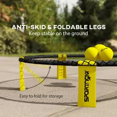 SPORTNOW Spike Game Set, Mini Beach Games Set with Net, 3 Balls and Ball Pump, Portable with Carrying Bag for Outdoor Team Sports, Yellow - 4
