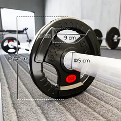 SPORTNOW Olympic Weight Plates, 2"/5cm Weight Disc Pair with Tri-Grips, 2 x 5kg Dumbbell Plates for Weightlifting and Strength Training Home Gym Fitness Workout, Black - 3