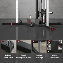 SPORTNOW Multifunctional Gym Machine with High-Low Pulleys Pull Up Bar Home Strength Training, Black - 7