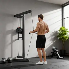SPORTNOW Wall Mounted Lat Pull Down Machine, Crossover Cable Machine with High & Low Pulleys for Home Gym Full Body Workout - 8