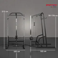 SPORTNOW Power Cage Power Rack with 15-Level Squat Rack, Cable Pulley System, Pull up Stand and Push up Stand - 3