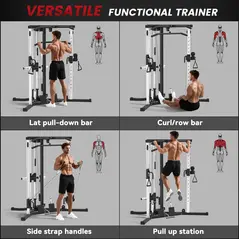 SPORTNOW Multifunctional Gym Machine with High-Low Pulleys Pull Up Bar Home Strength Training, Black - 4