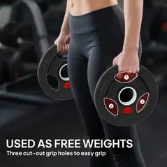 SPORTNOW Olympic Weight Plates, 2"/5cm Weight Disc Pair with Tri-Grips, 2 x 2.5kg Dumbbell Plates for Weightlifting and Strength Training Home Gym Fitness Workout, Black - 4