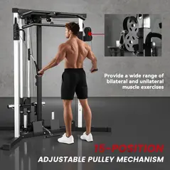 SPORTNOW Multifunctional Gym Machine with High-Low Pulleys Pull Up Bar Home Strength Training, Black - 5