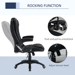 Vinsetto Ergonomic Office Chair Comfortable Desk Chair with Armrests Adjustable Height Reclining and Tilt Function Black - 5