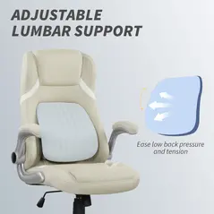 Vinsetto Linen-Look Office Chair, with Adjustable Height and Tension - Beige - 6