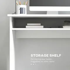 Vinsetto Home Office Chair and Computer Desk Set, Mesh Chair with Swivel Wheels, Study Desk with Storage Shelf, High Gloss White and Grey - 4