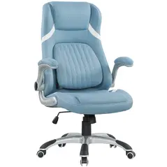 Vinsetto Linen-Look Office Chair, with Adjustable Height and Tension - Blue - 1