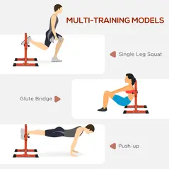 SPORTNOW Bulgarian Split Squat Stand, 12-Level Adjustable Single Leg Squat Machine with Foam Roller and Anti-Slip Pads for Lower Body Strength Training, Red - 4