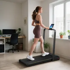 SPORTNOW Folding Walking Treadmill, Under Desk Walking Pad with Incline, Black - 2