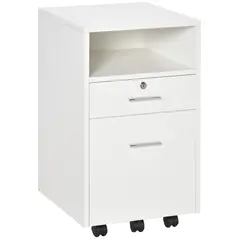 Vinsetto Lockable Two-Drawer Filing Cabinet, with Wheels - White - 1