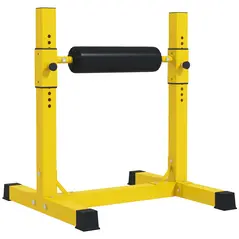 SPORTNOW Bulgarian Split Squat Stand, 12-Level Adjustable Single Leg Squat Machine with Foam Roller and Anti-Slip Pads for Lower Body Strength Training, Yellow - 1