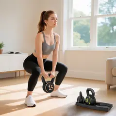 SPORTNOW Three-Piece Kettlebell Set, 5lbs, 10lbs, 15lbs with Storage Tray - 2