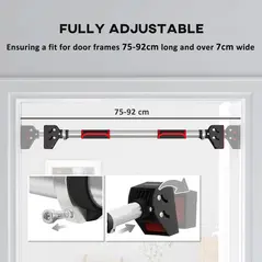 SPORTNOW Doorway Pull Up Bar, No Screws Door Frame Chin Up Bar, Adjustable Length (75-92cm) for Home Gym Workout, Max Load 200kg - 4