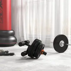 SPORTNOW Tib Bar with 2 x 5kg&2 x 10kg Olympic Weight Plates, Tibialis Trainer Calf Raise Machine for Shin Splints and Knee Pain Relief, for Home, Gym, Lifting and Strength Training - 2