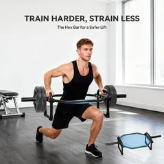 SPORTNOW Olympic Trap Bar, 2" Hex Barbell Bar with 300kg Capacity for Deadlifts, Shrugs, Squats and Farmer Walks - 5