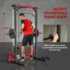 SPORTNOW Cable Crossover Machine, Multi-Function Power Rack with Pull Up Bar, Lat Pull Down System, Squat Rack, Barbell Bar - 6