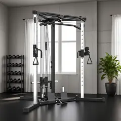 SPORTNOW Multifunctional Gym Machine with High-Low Pulleys Pull Up Bar Home Strength Training, Black - 9