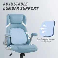 Vinsetto Linen-Look Office Chair, with Adjustable Height and Tension - Blue - 6