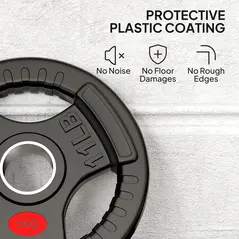 SPORTNOW Olympic Weight Plates, 2"/5cm Weight Disc Pair with Tri-Grips, 2 x 5kg Dumbbell Plates for Weightlifting and Strength Training Home Gym Fitness Workout, Black - 6