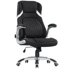Vinsetto Linen-Look Office Chair, with Adjustable Height and Tension - Black - 1